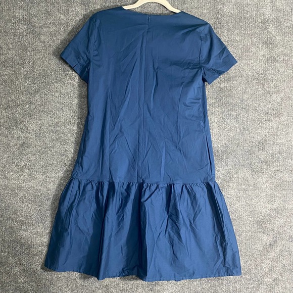 Universal Standard x J. Crew Mini Dress XS Blue Drop Waist Short Sleeve Preppy - Picture 3 of 10
